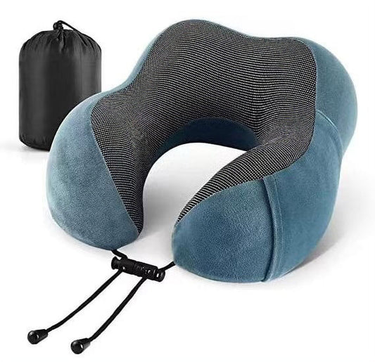 Comfortable and Lightweight Memory Foam Travel Pillow，Neck Pillows for Travel and Home Use (Bule)